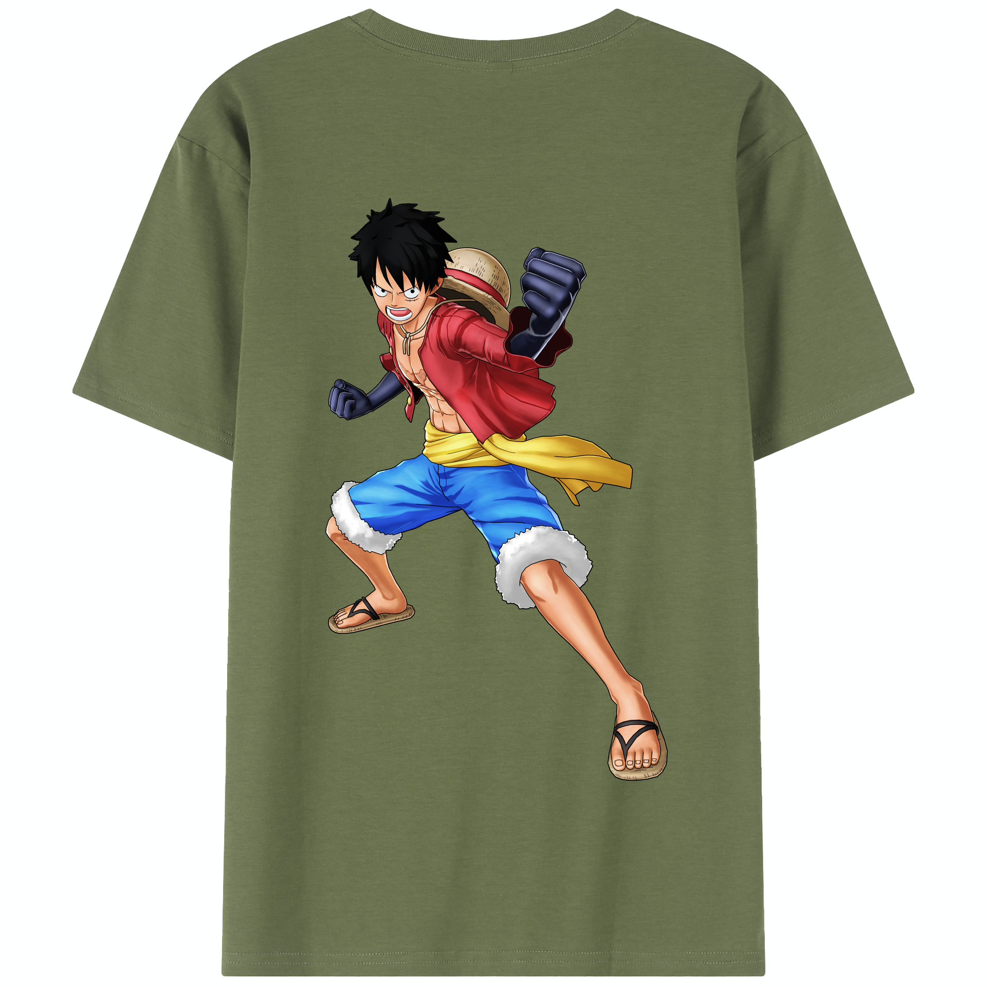 ワンピース モンキー・D・ルフィ ONE PIECE Monkey D. Luffy 綿100％半袖Tシャツ（背面プリント）